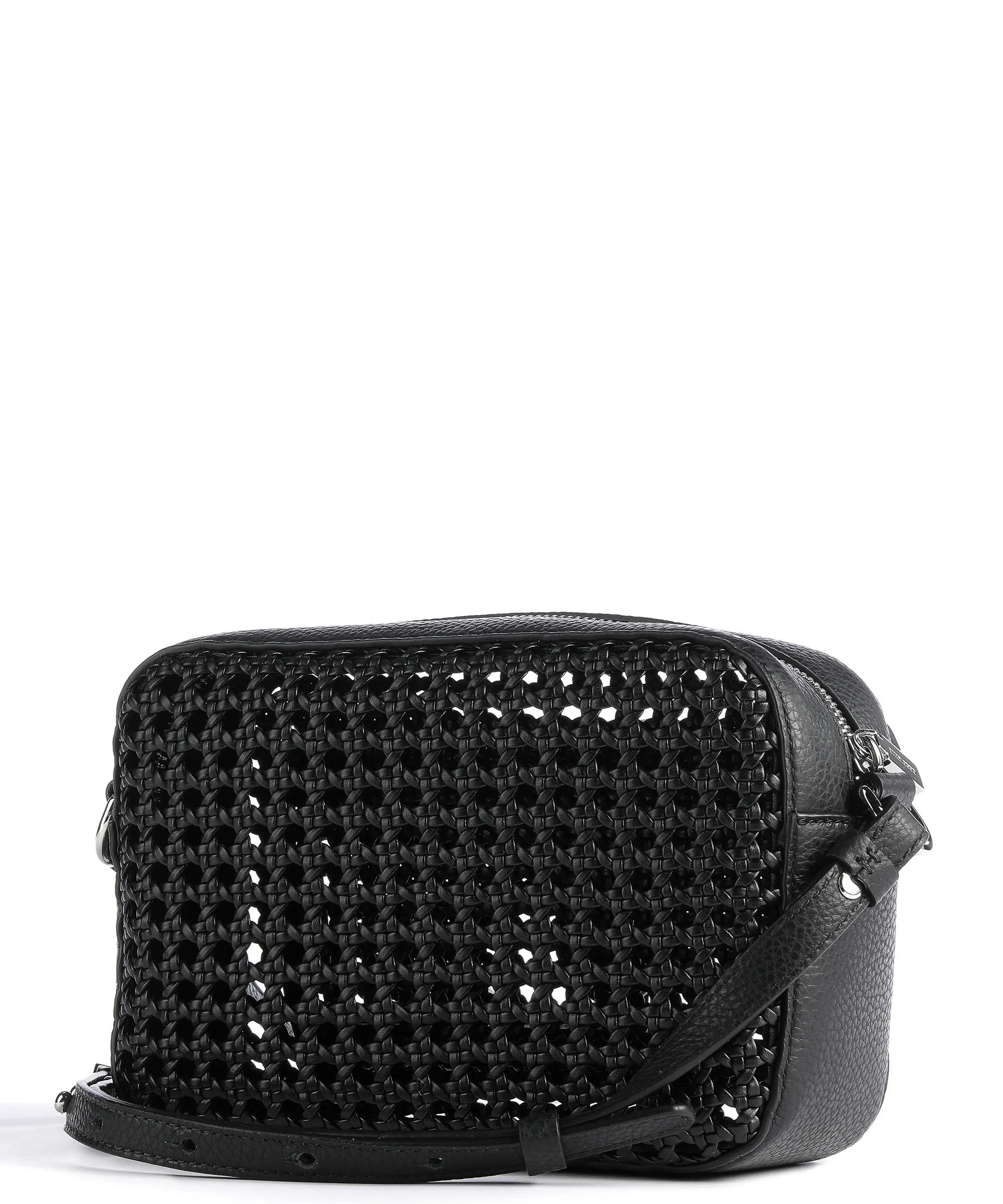  Coccinelle Beat Eco Woven Borsa a tracolla pelle granulata nero  