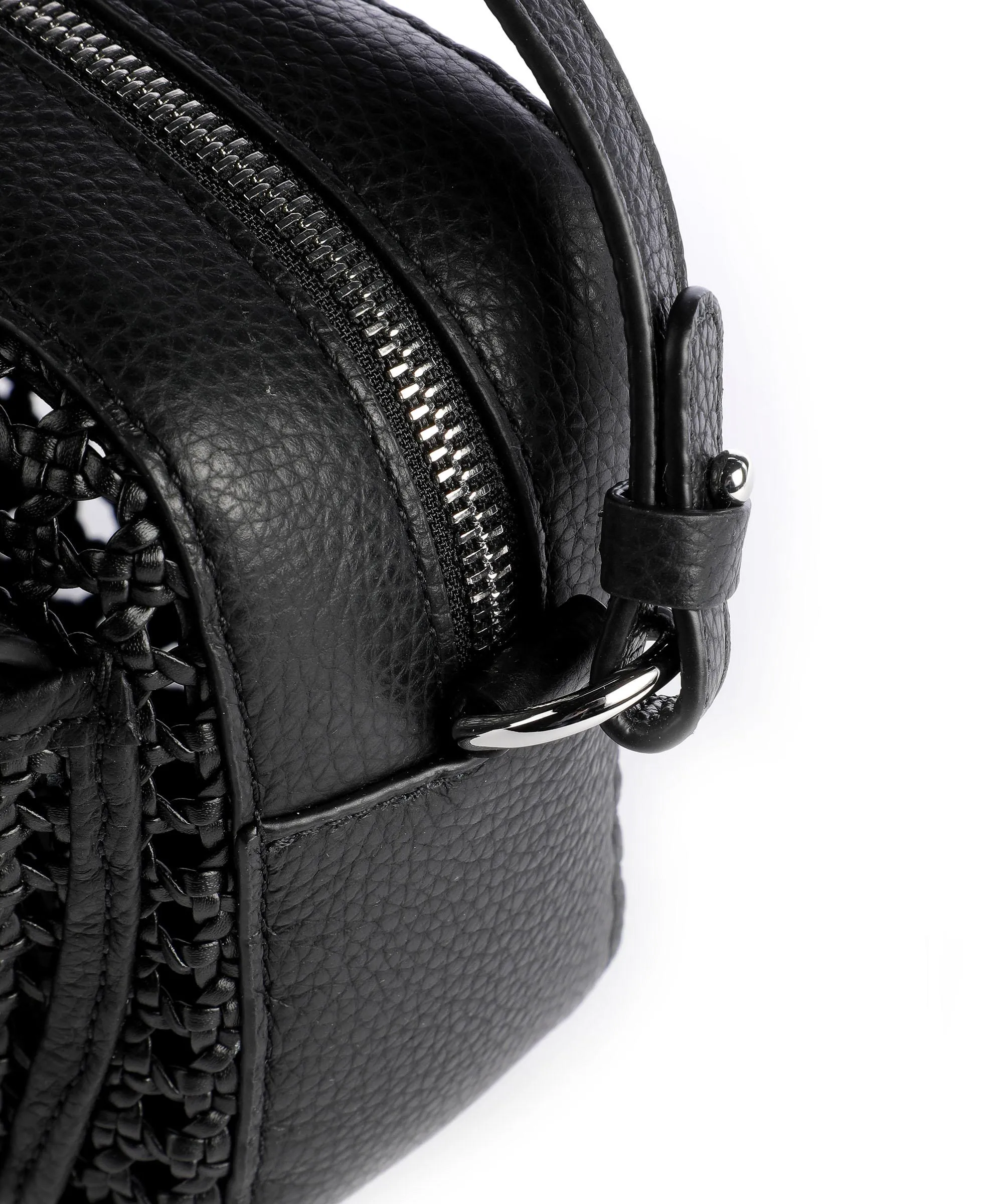  Coccinelle Beat Eco Woven Borsa a tracolla pelle granulata nero  