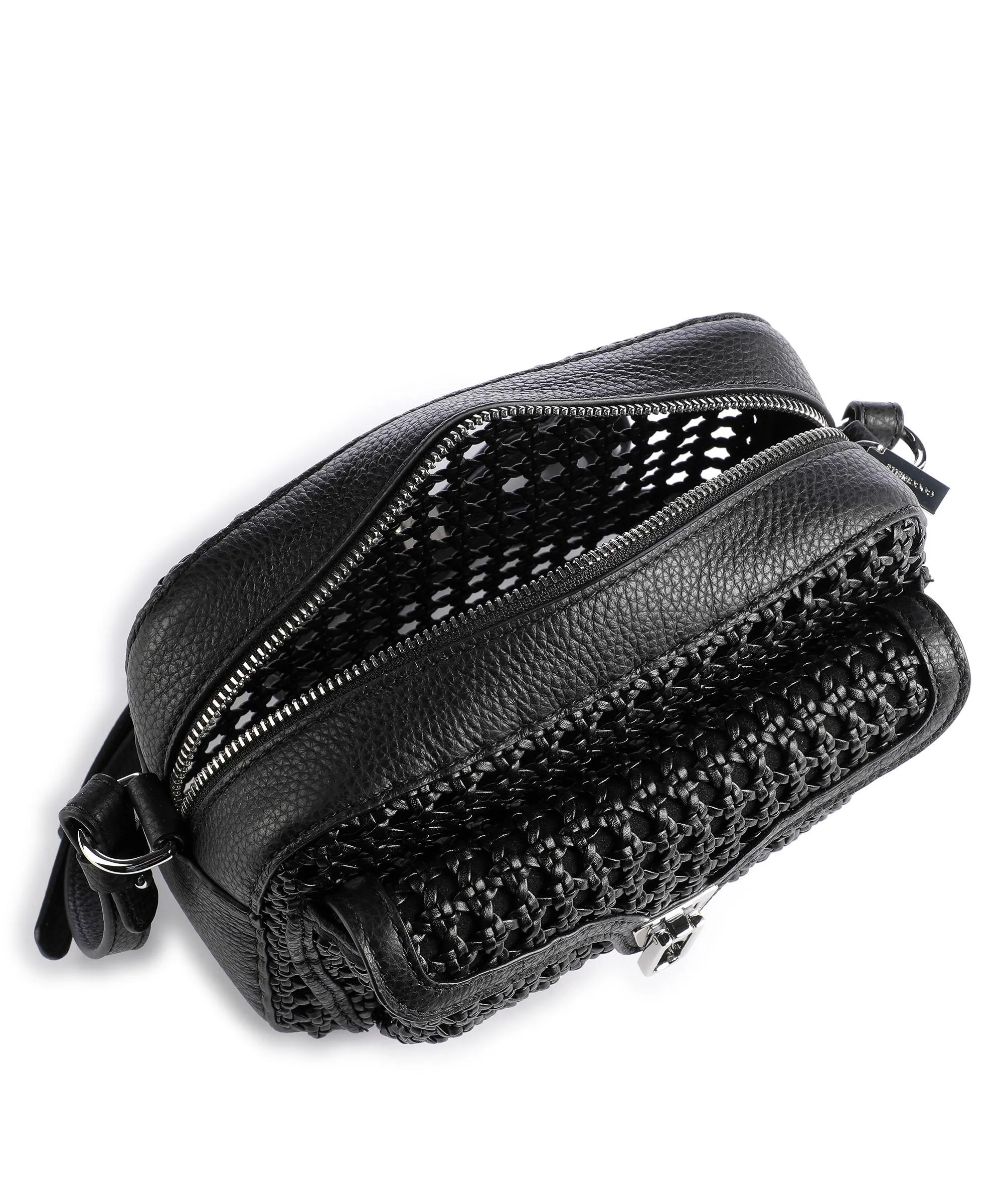  Coccinelle Beat Eco Woven Borsa a tracolla pelle granulata nero  