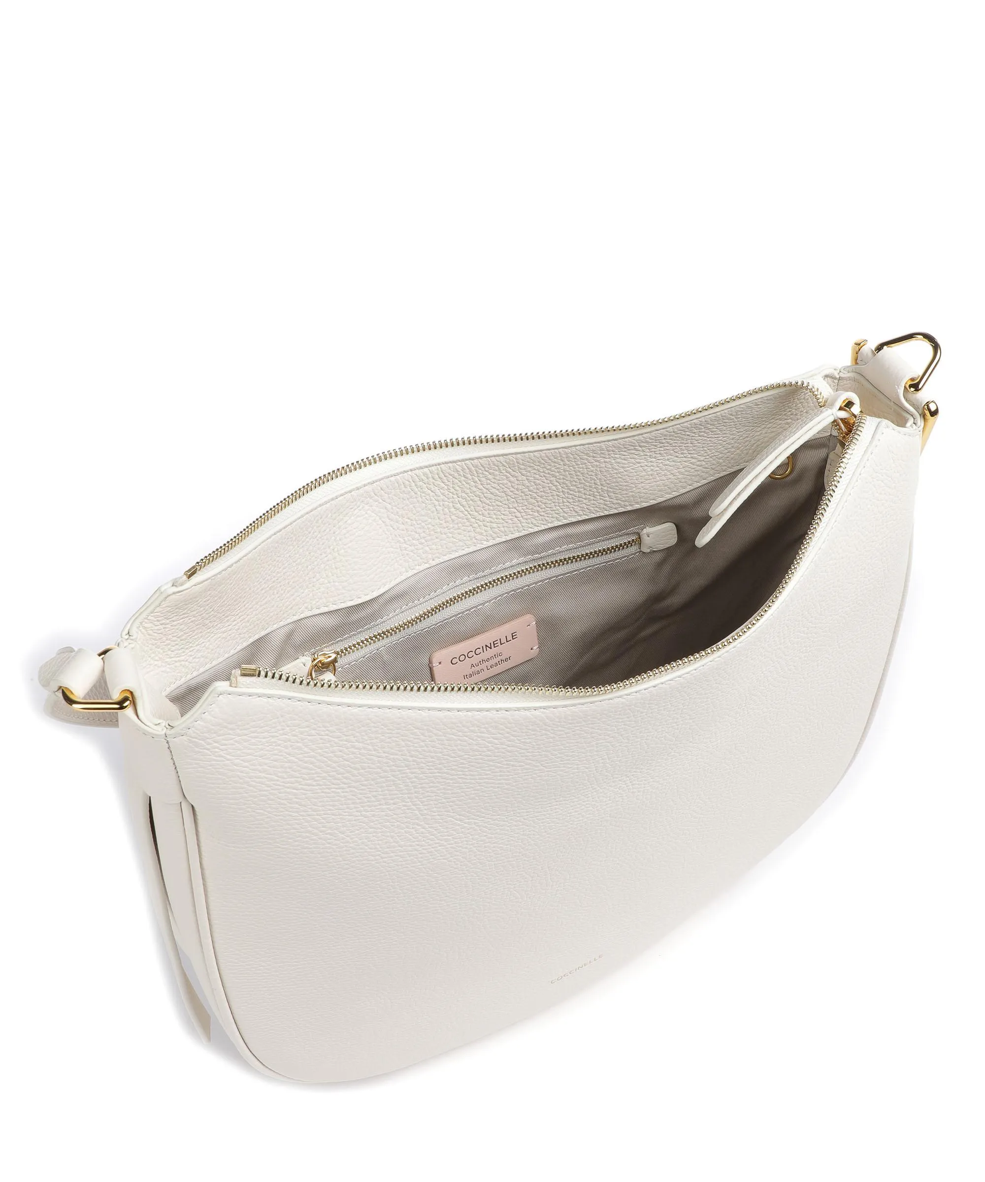  Coccinelle Priscilla Borsa hobo pelle granulata avorio  