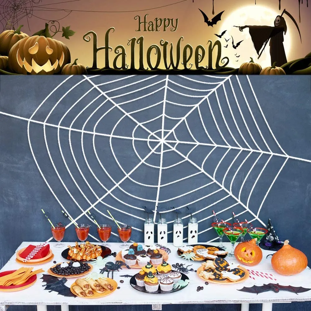 CODIRATO Ragnatela per Halloween Ragnatela Finta per Decorazioni Halloween Feste (3,6M, Bianco)