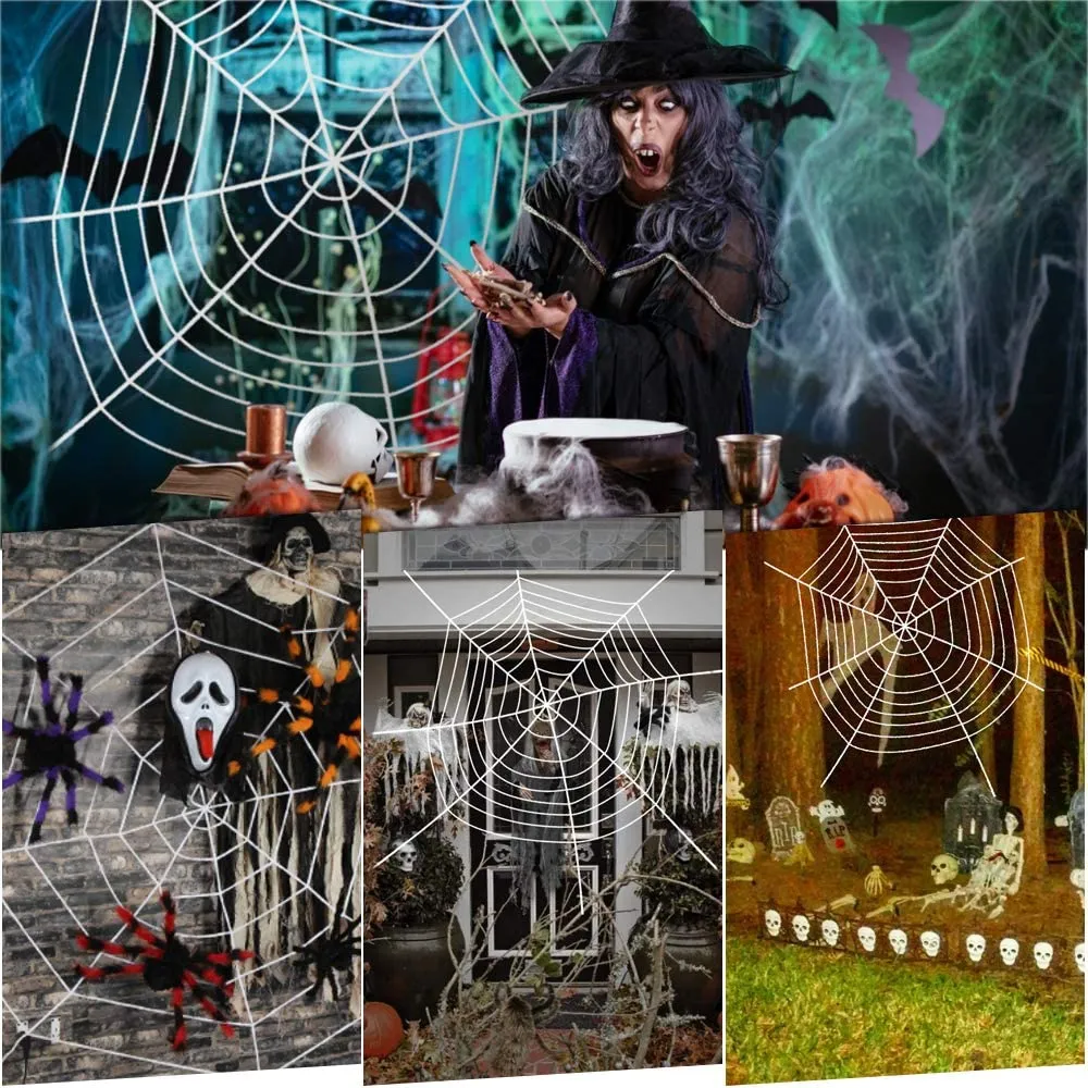 CODIRATO Ragnatela per Halloween Ragnatela Finta per Decorazioni Halloween Feste (3,6M, Bianco)