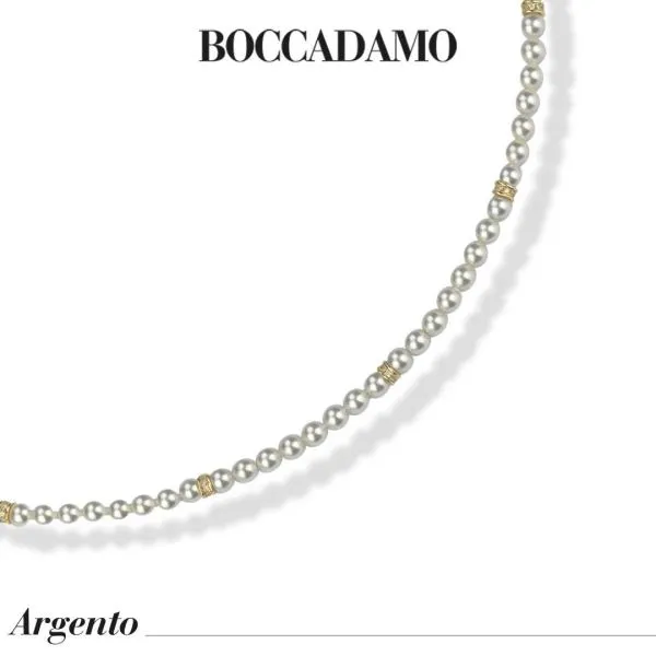 Collana placcata oro giallo con perle  ed elementi di zirconi    