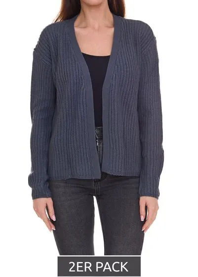 Confezione da 2 cardigan da donna in vernice BOYENS S, cardigan in maglia senza chiusura 42087058 blu