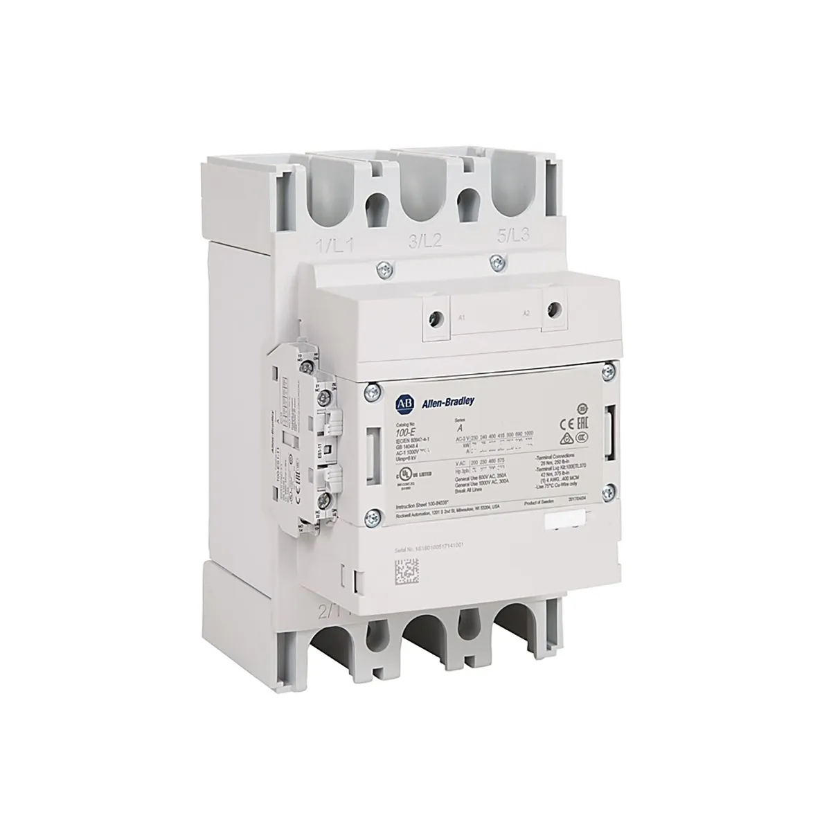Contattore Allen Bradley, 1 NO + 1 NC, 305 A, bobina 100 → 250 V c.c.