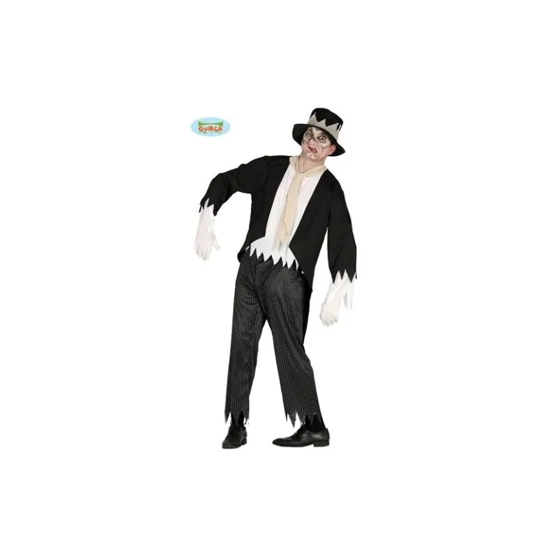 COSTUME MOSTRO ZOMBIE ADULTO MIS.M VESTITO COMPLETO DI CAPPELLO/GIACCA/CAMICIA E FOULARD/PANTALONI HALLOWEEN/CARNEVALE