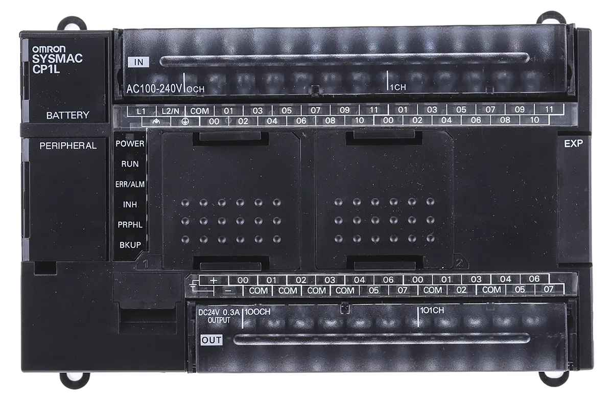 CPU PLC Omron Serie CP1L, ingressi: 24 (c.c.), uscite: 16 (Relè), 40 I/O, 85 → 264 V c.a.
