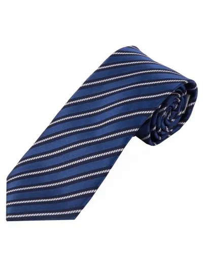 Cravatta da uomo con disegno a strisce blu oltremare blu scuro bianco perla