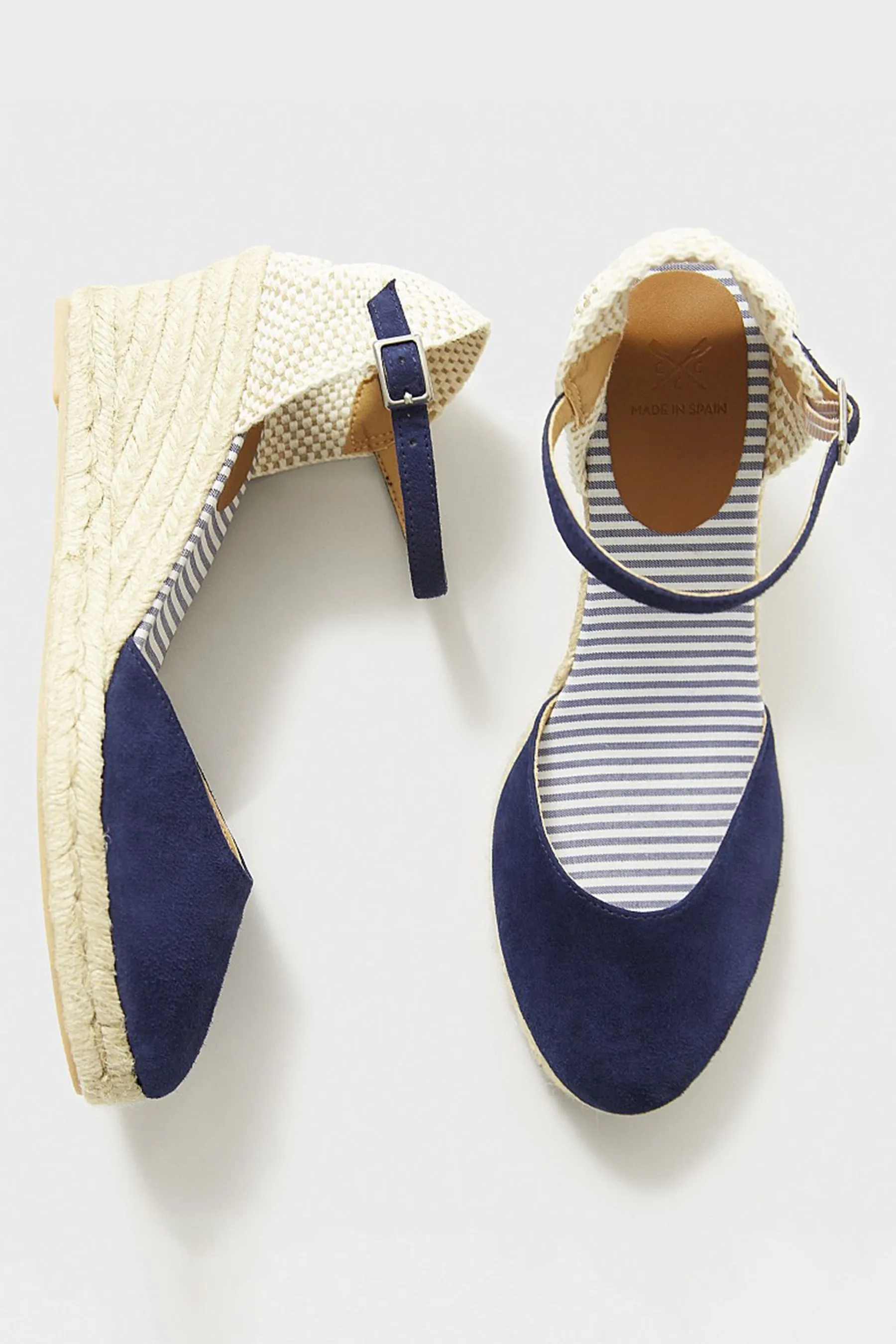 Crew Clothing - Espadrillas in pelle con zeppa in iuta    