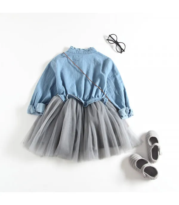 Denim-tulle baby dress