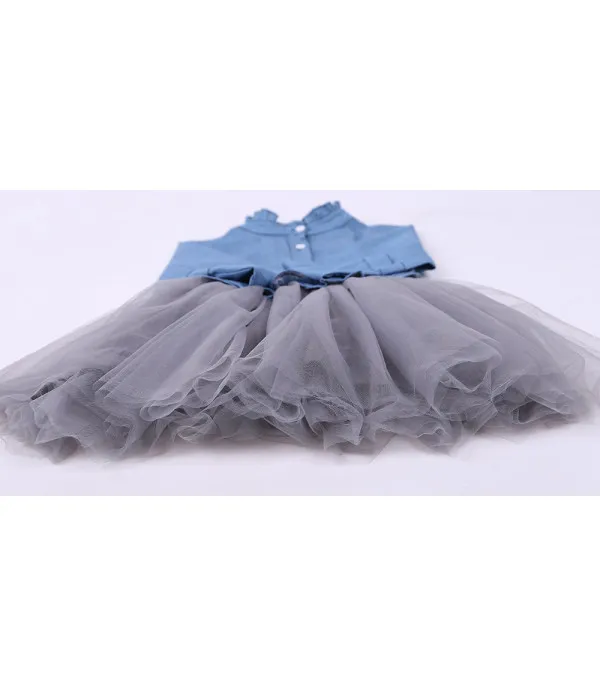 Denim-tulle baby dress