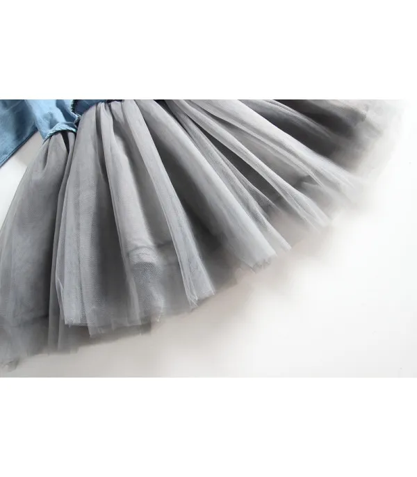 Denim-tulle baby dress