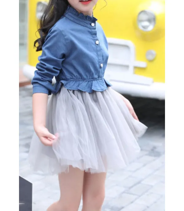 Denim-tulle baby dress