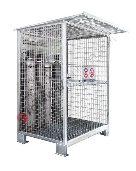 Deposito box bombole gas compressi in acciaio zincato con telaio portante 1550 x 1210 mm