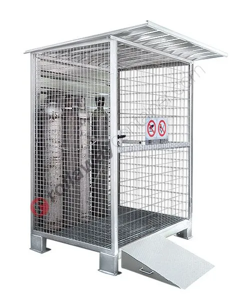 Deposito box bombole gas compressi in acciaio zincato con telaio portante 1550 x 1210 mm