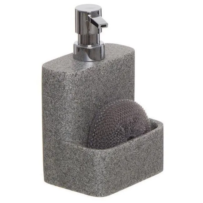 Dispenser di sapone con tampone grigio per la pulizia