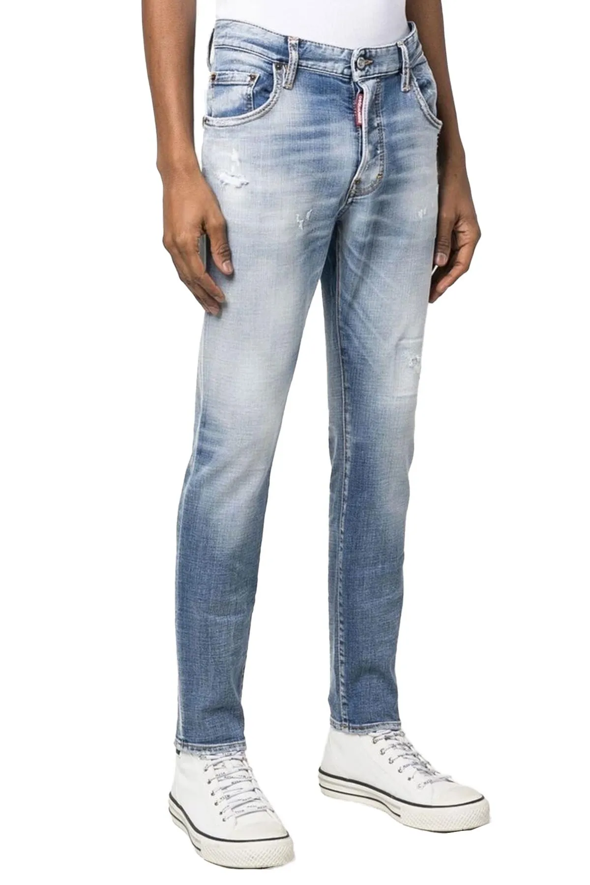 DSQUARED2 DISTRESSED SLIM-CUT JEANS