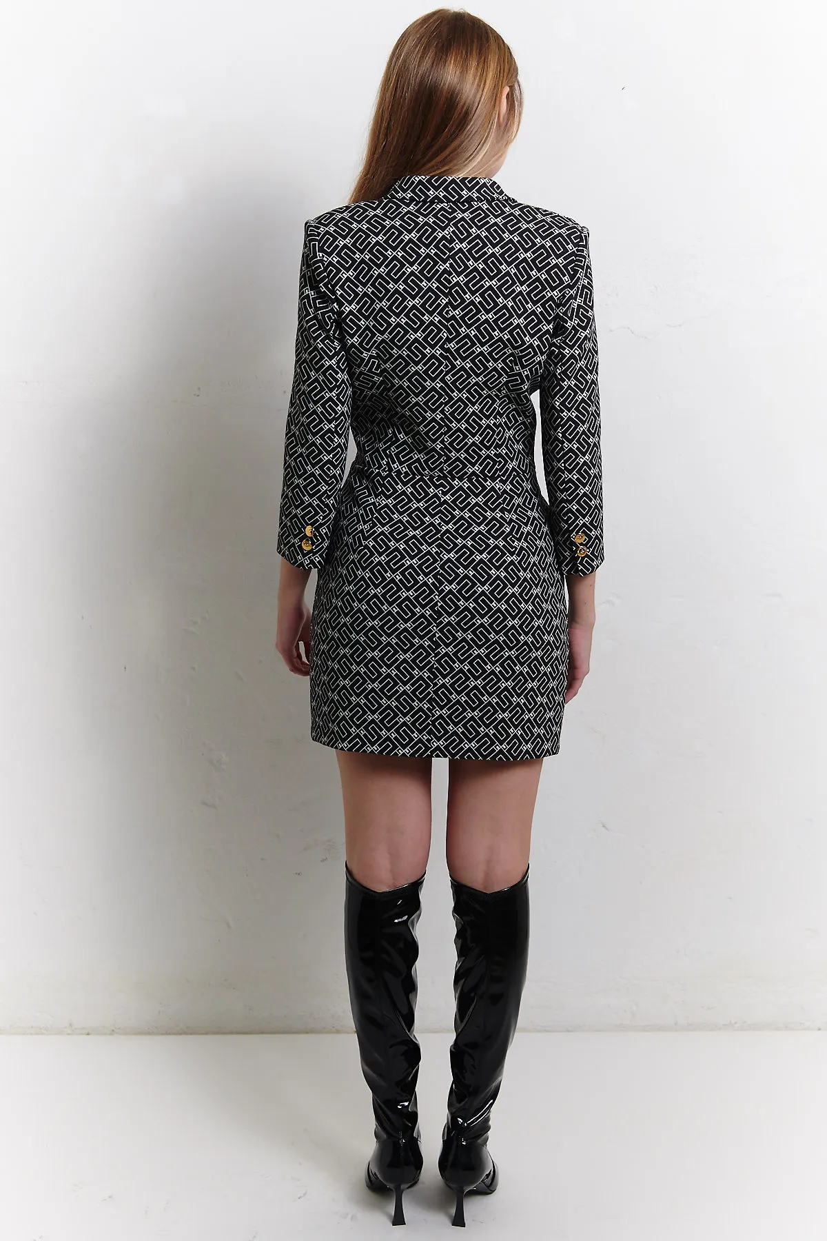 ELISABETTA FRANCHI Robe-manteau doppio petto in tessuto logato