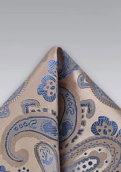 Fazzoletto da taschino beige blu