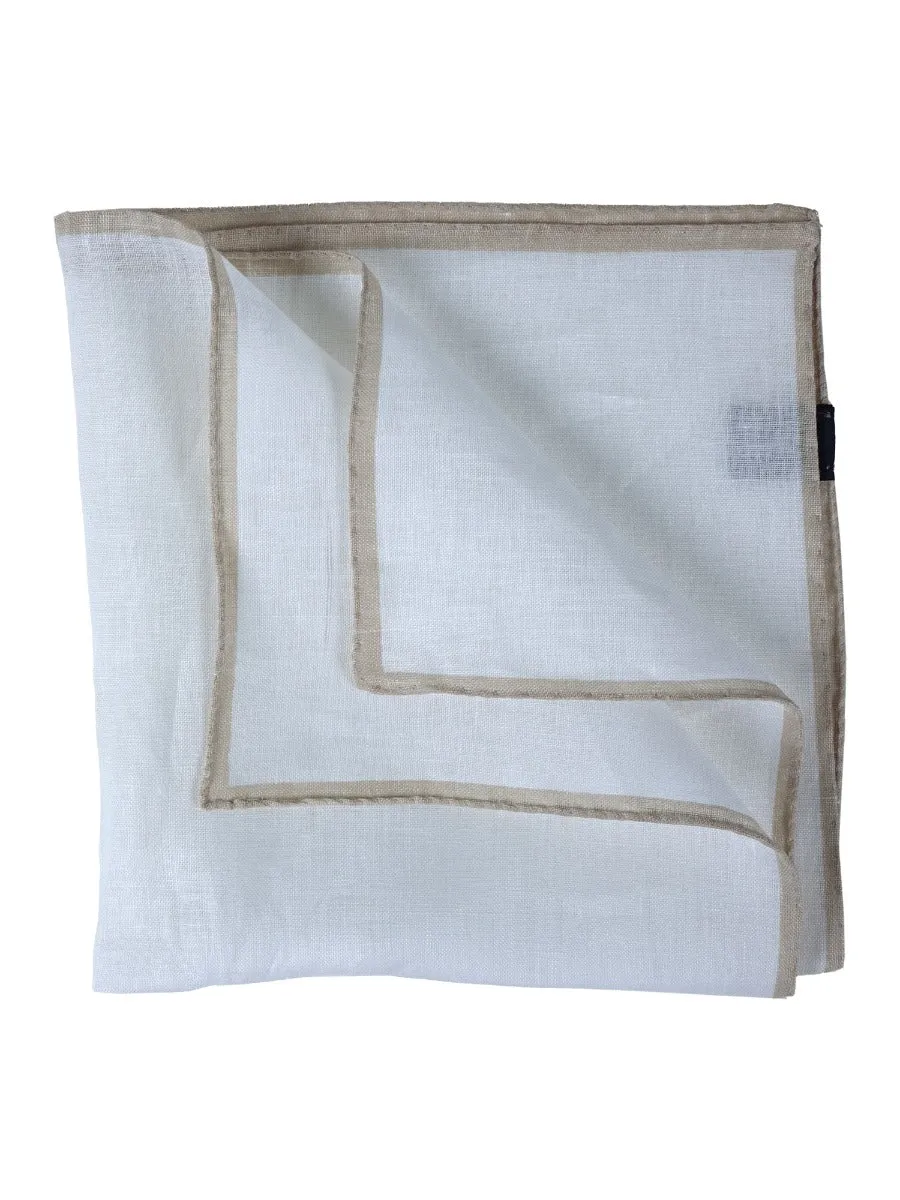 Fazzoletto da taschino XL LINEN in puro lino Bianco/Beige 