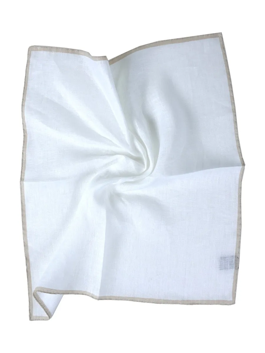 Fazzoletto da taschino XL LINEN in puro lino Bianco/Beige 
