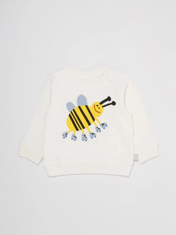 Felpa bambino Stella McCartney con stampa ape Bianco
