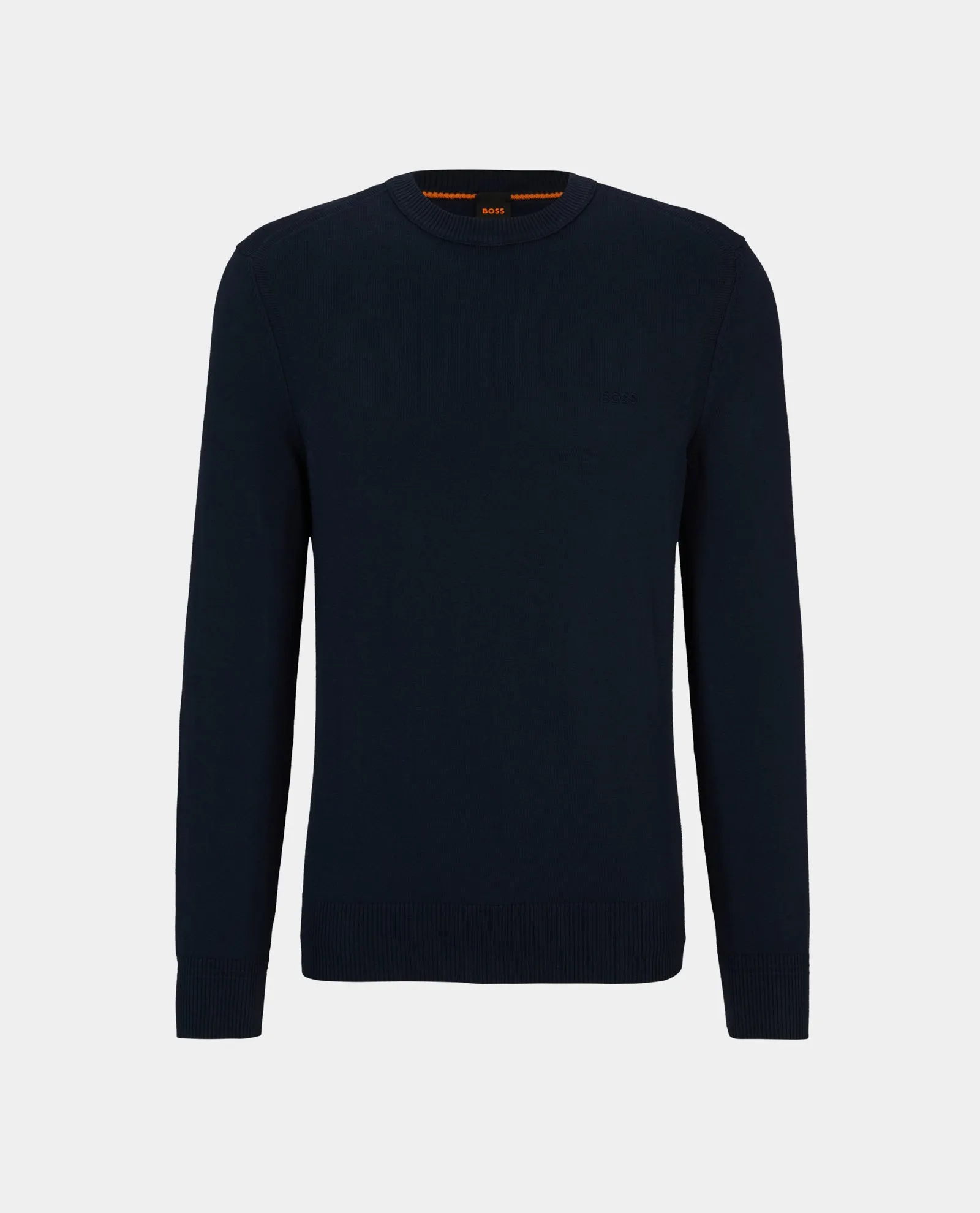 Felpa blu Boss regular fit con logo ricamato