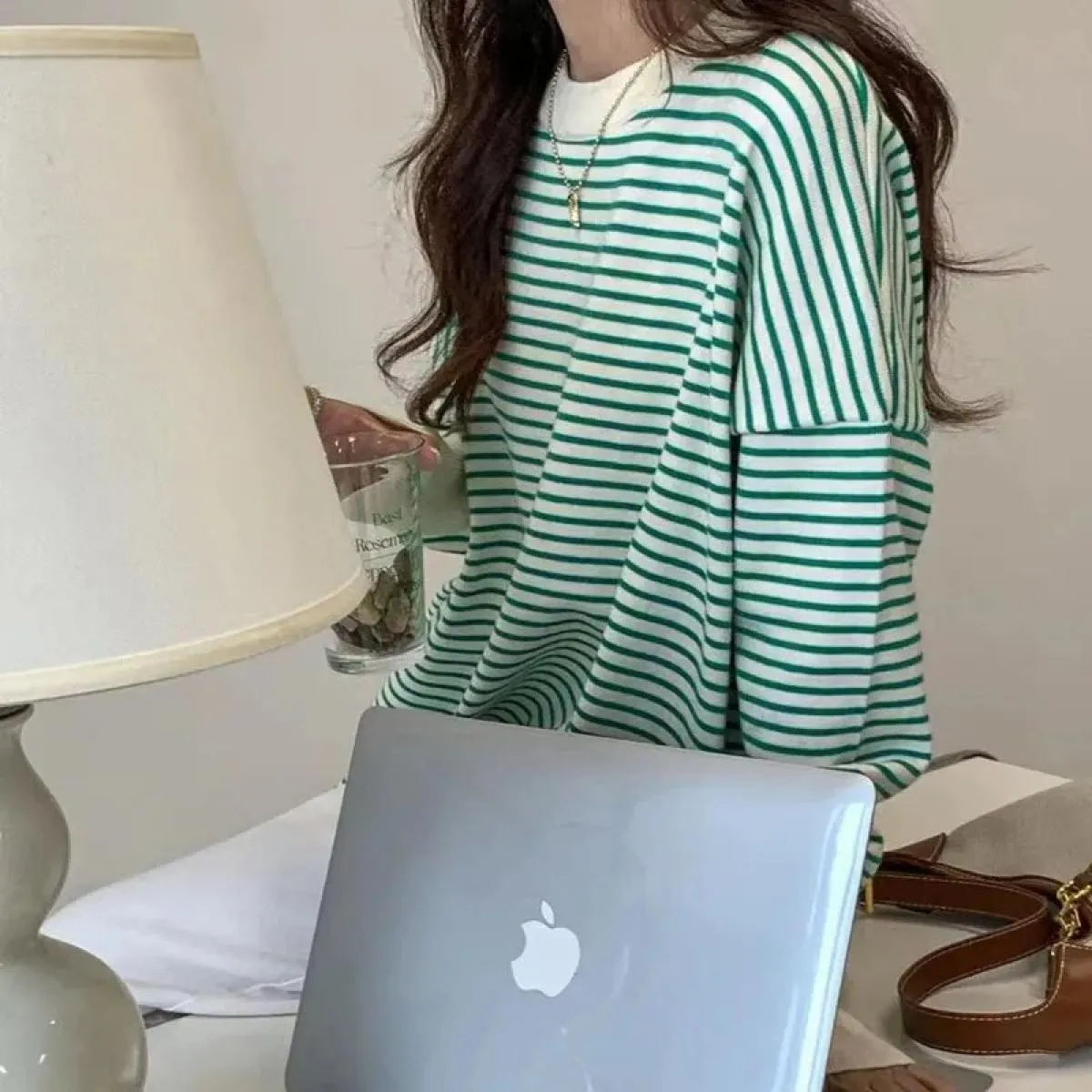 Felpa con cappuccio maglione a righe morbide donna sottile autunno 2023 nuovo maglione maglione nuovo allentato da donna