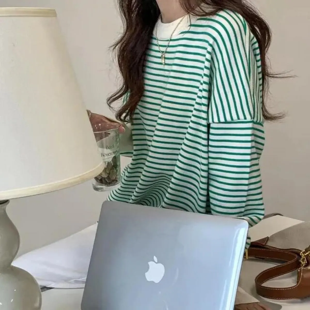 Felpa con cappuccio maglione a righe morbide donna sottile autunno 2023 nuovo maglione maglione nuovo allentato da donna