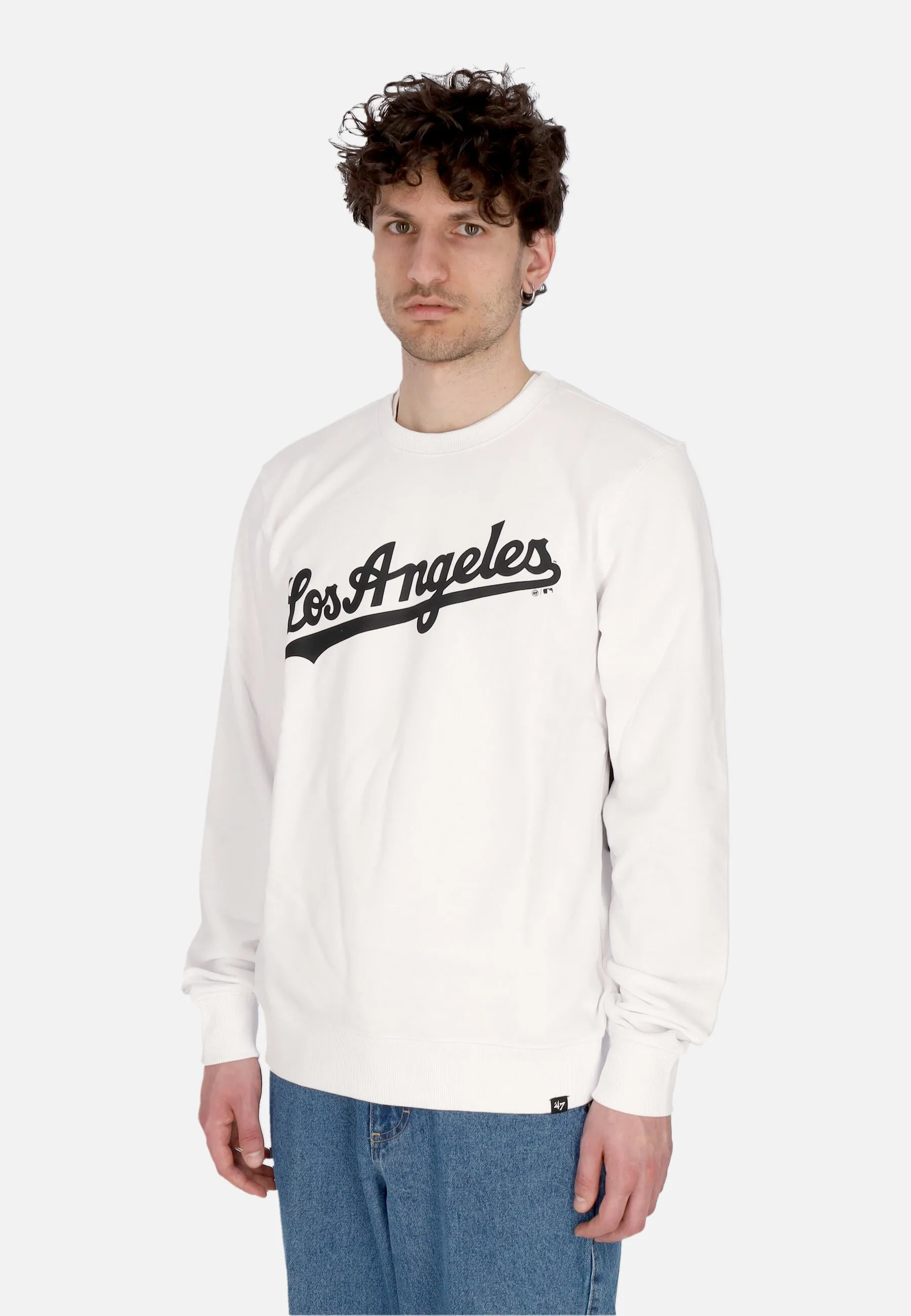 Felpa Leggera Girocollo Uomo Mlb Imprint Helix Crew Sweatshirt Losdod White Wash