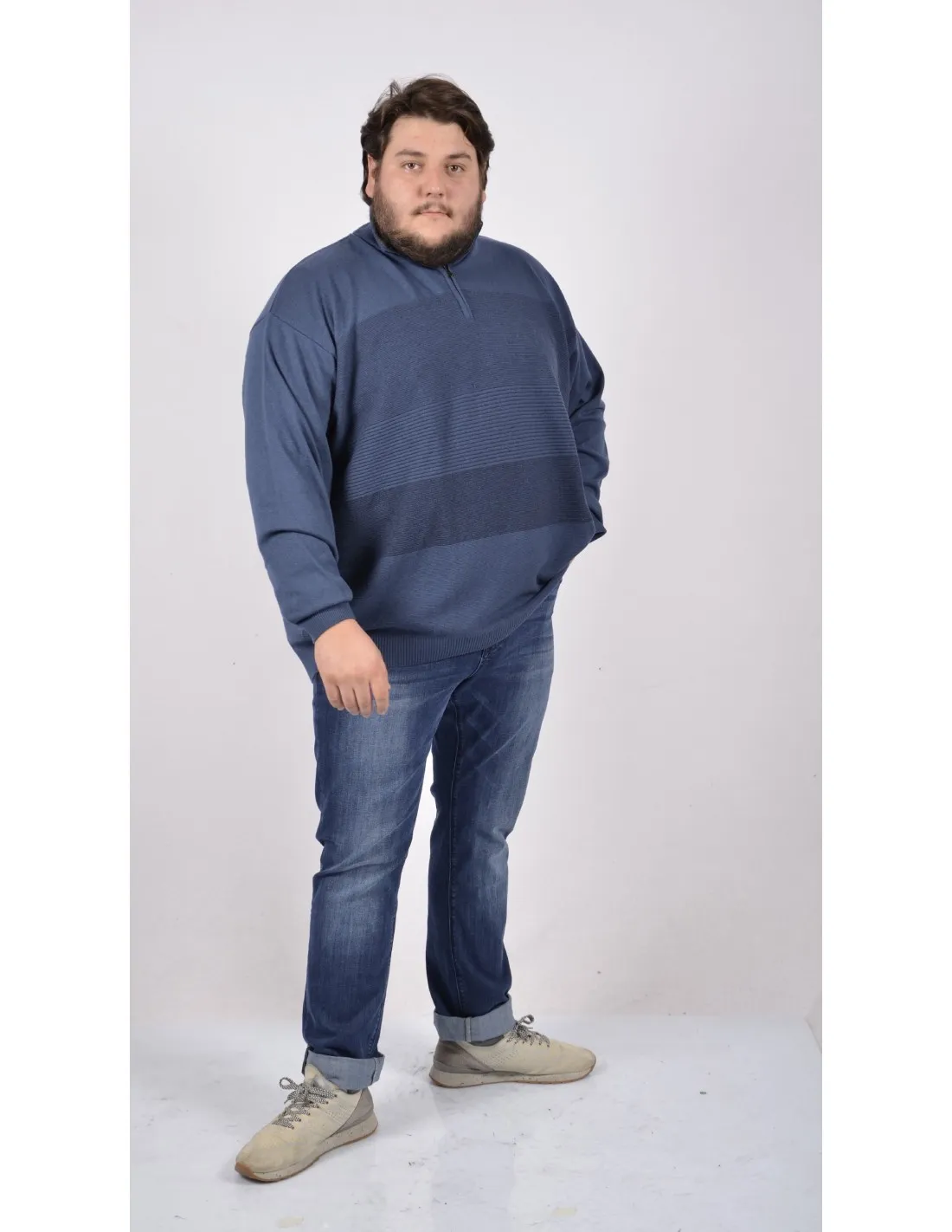 Felpa Mezza Zip Mod Sergio Blu xf