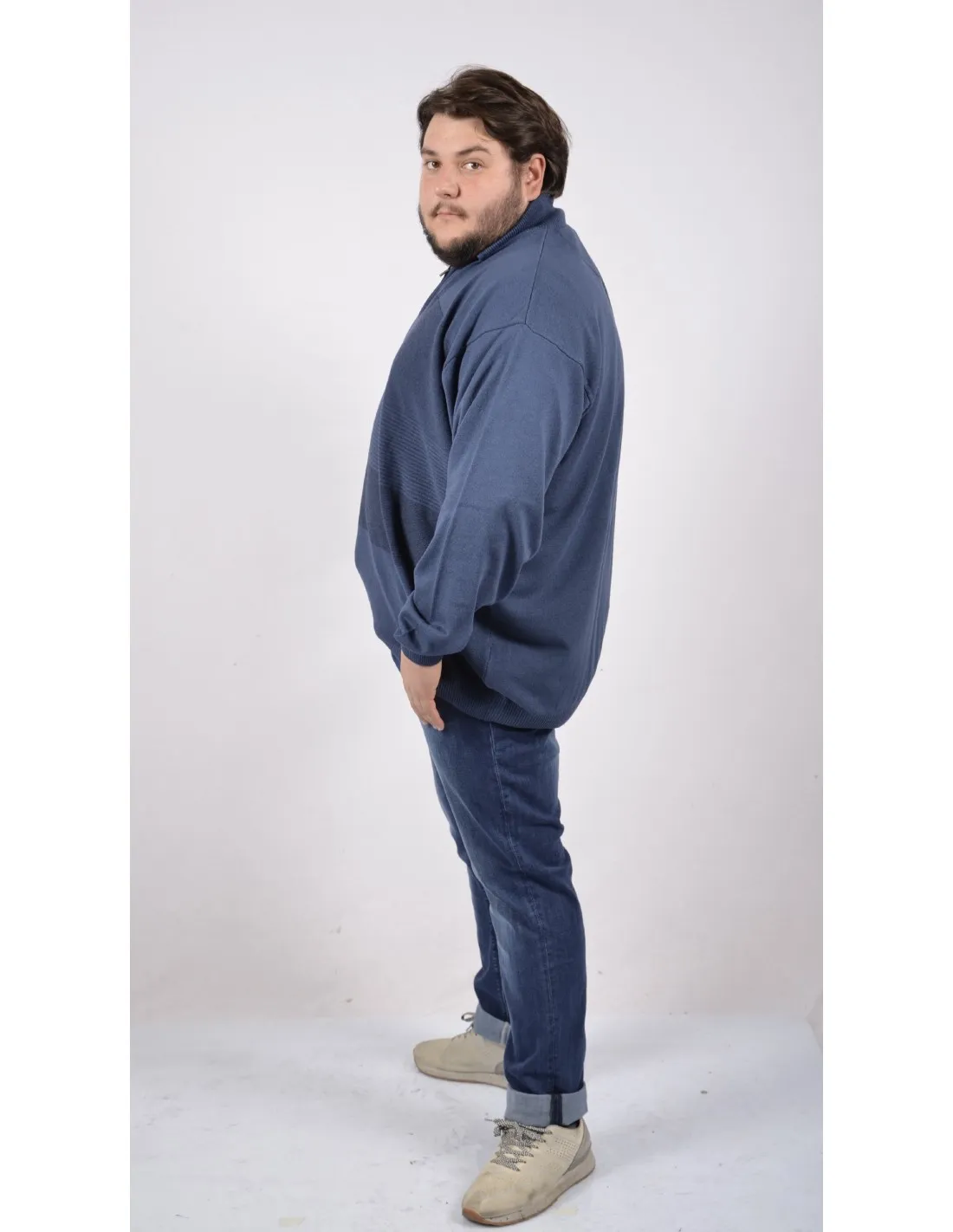 Felpa Mezza Zip Mod Sergio Blu xf