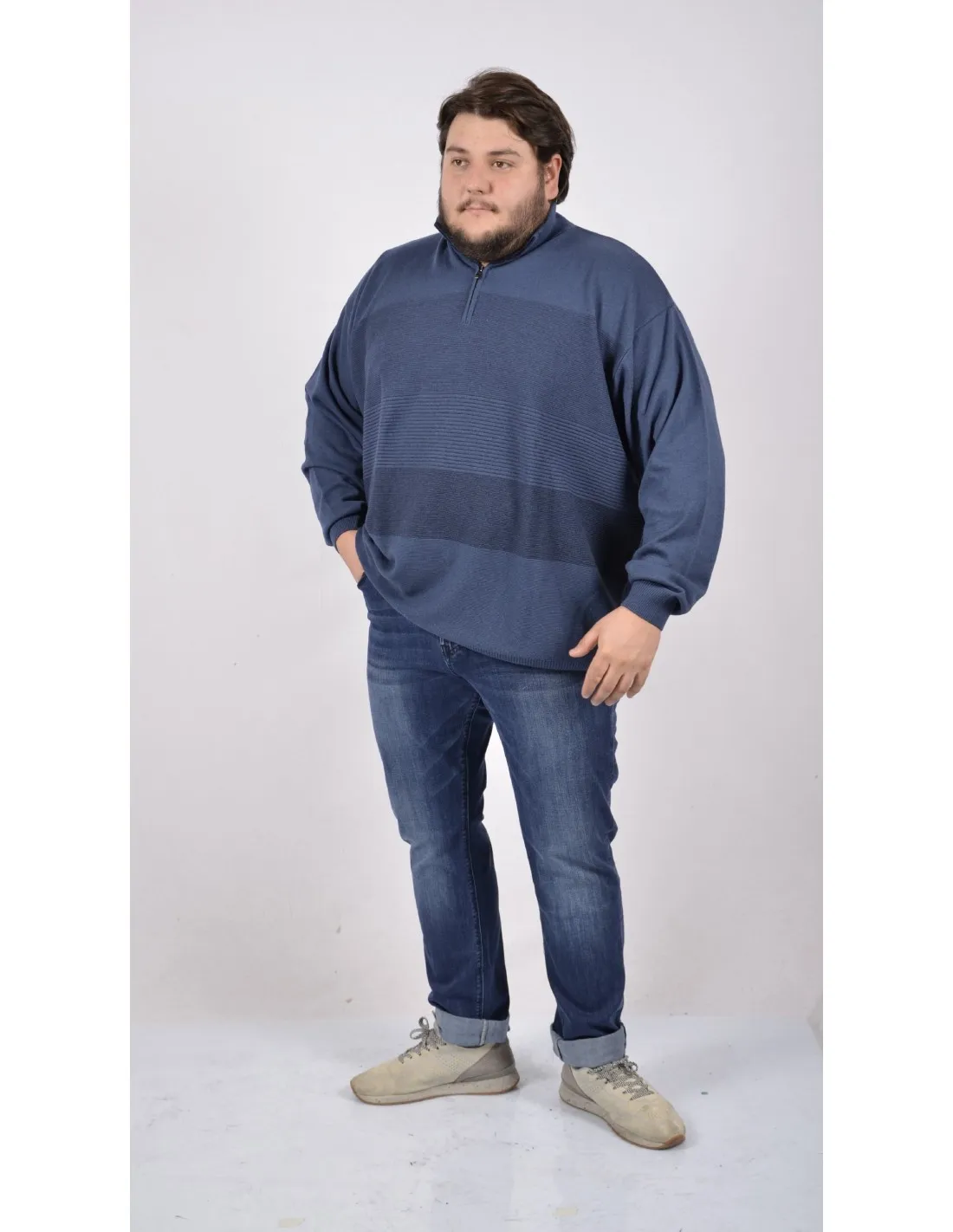 Felpa Mezza Zip Mod Sergio Blu xf
