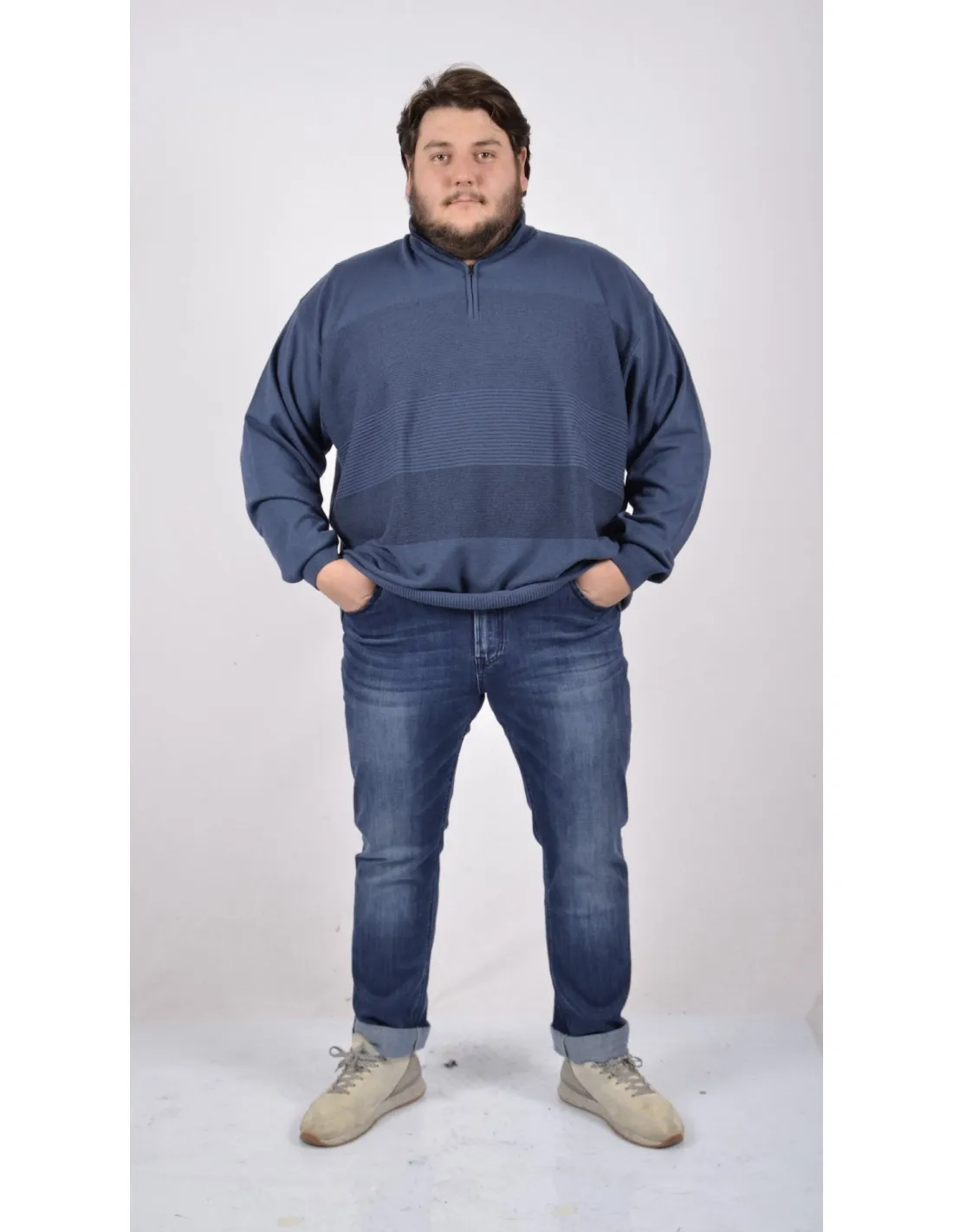 Felpa Mezza Zip Mod Sergio Blu xf