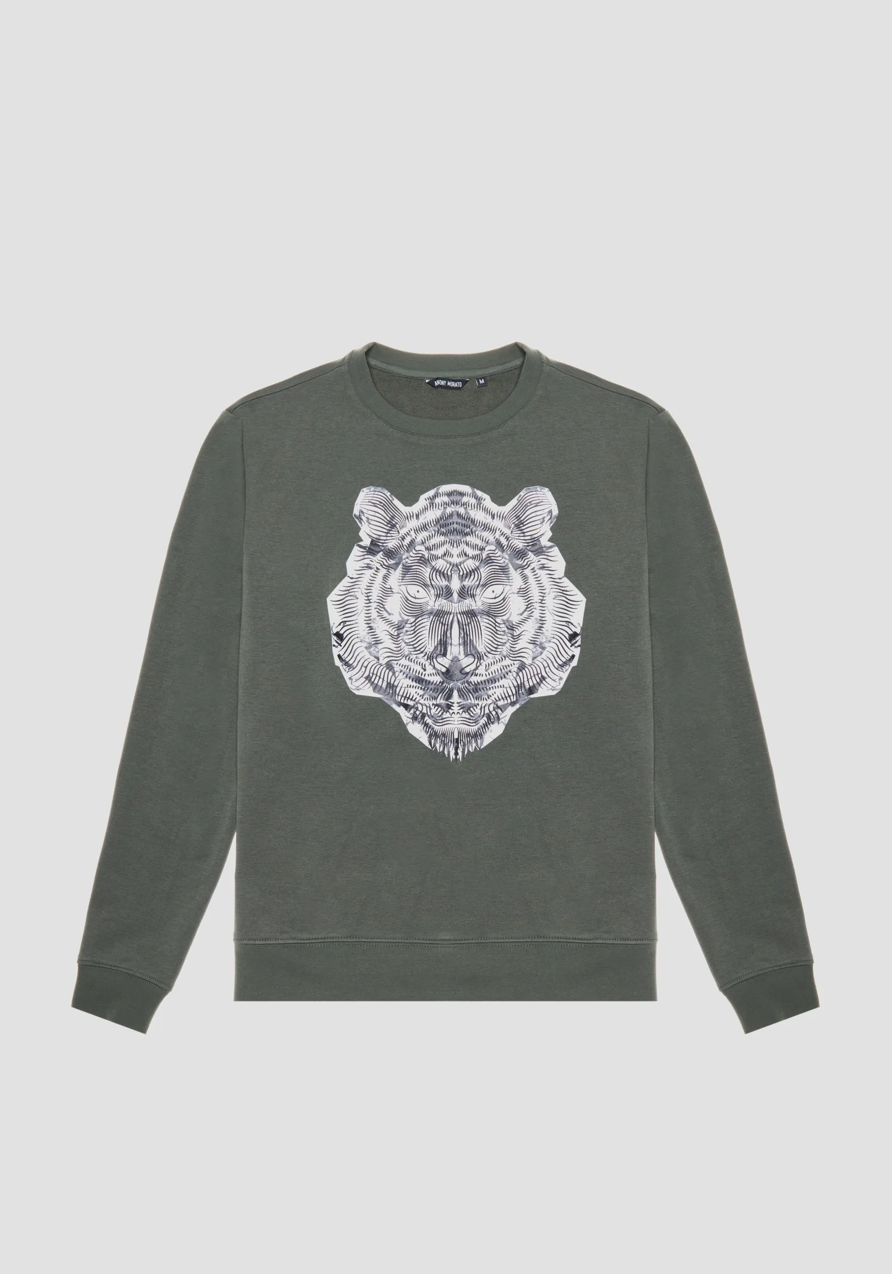 FELPA REGULAR FIT IN MISTO COTONE CON STAMPA TIGRE