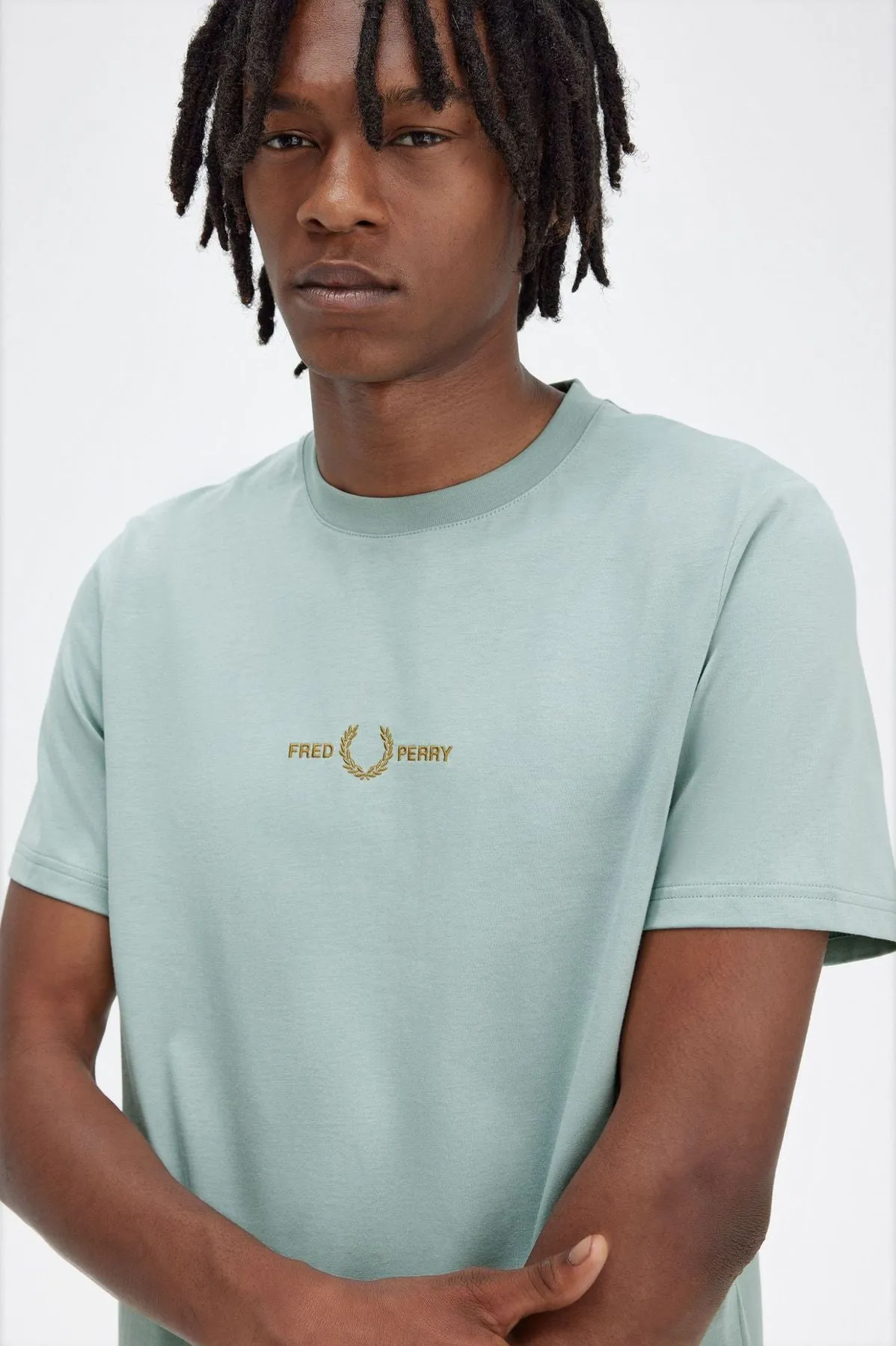 Fred Perry T-shirtcon Logo Ricamato Celeste