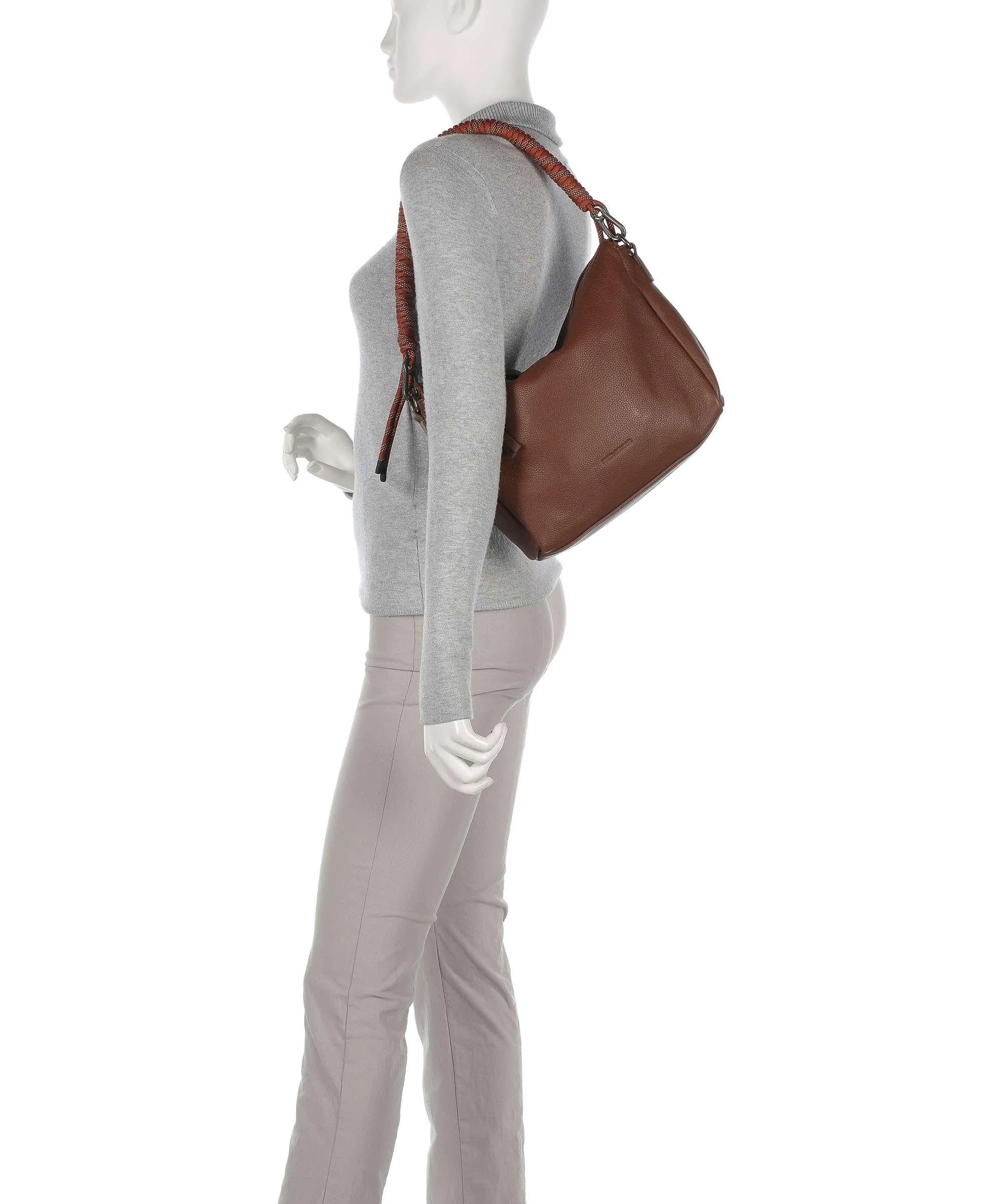  FredsBruder Nea Borsa hobo pelle di vacchetta grana marrone  