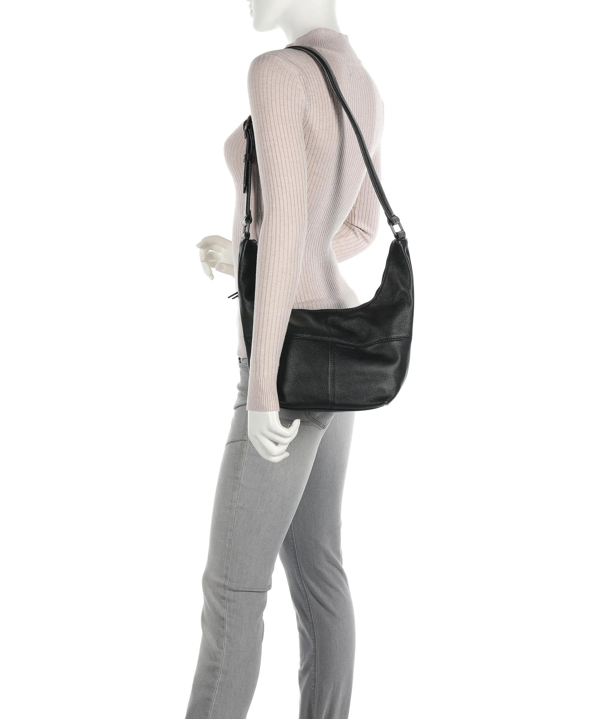  FredsBruder Pruvia Borsa hobo pelle di vacchetta grana nero  