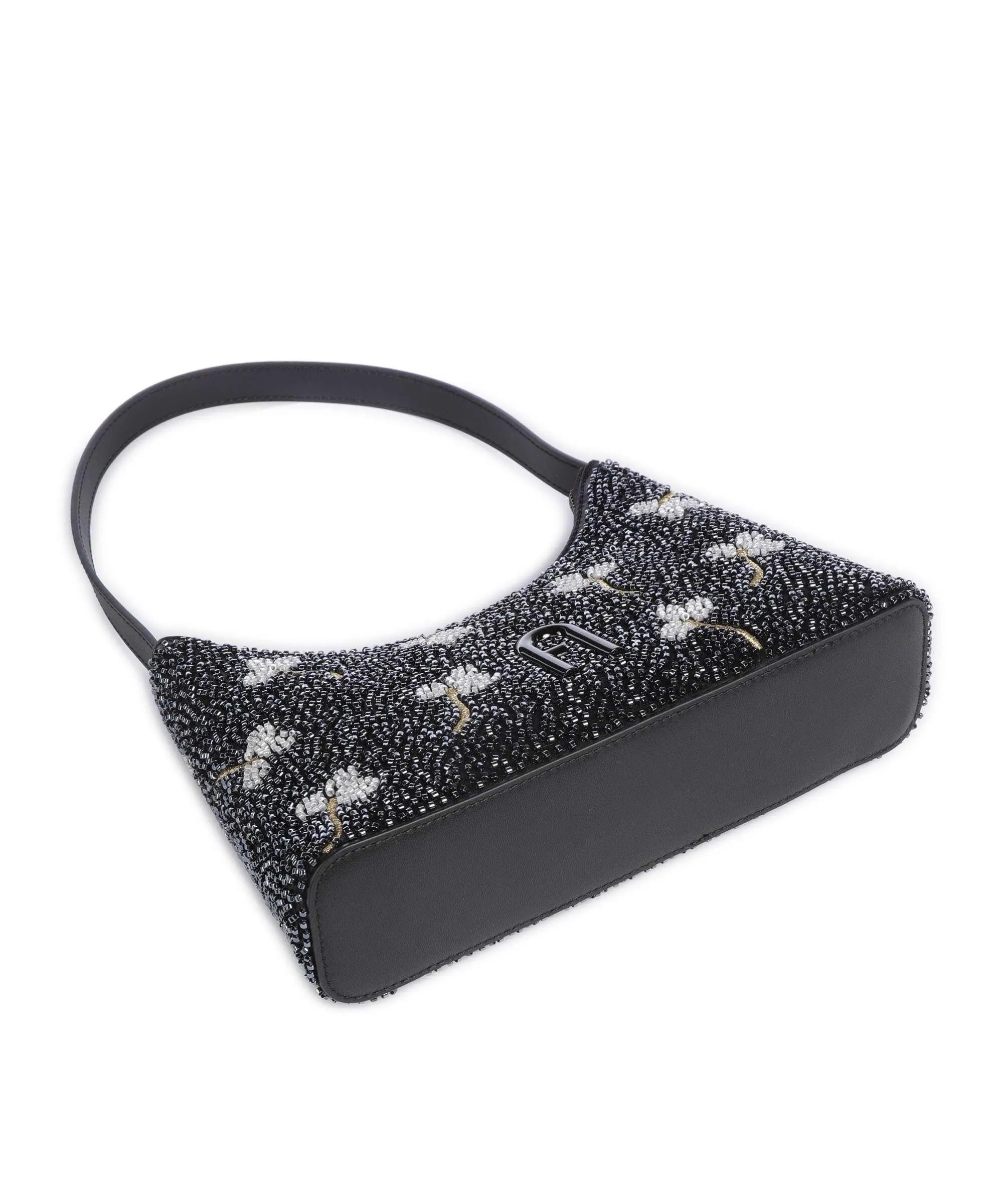  Furla Diamante Mini Borsa a spalla pelle a grana fine, poliammide nero  