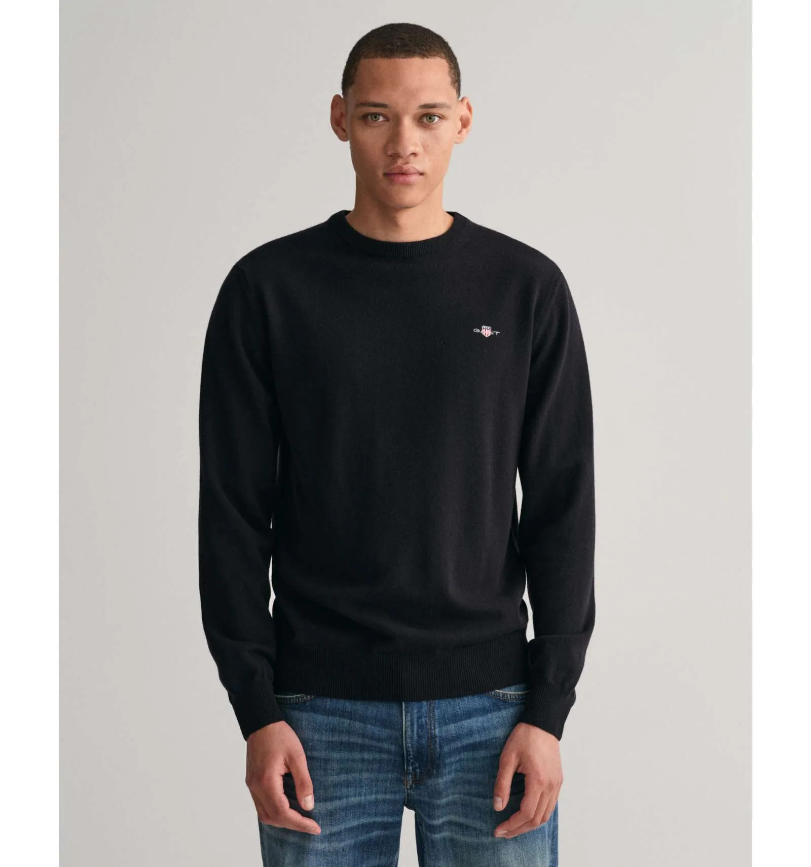 GANT uomo maglia pullover girocollo lana nero 87211 5 BLACK