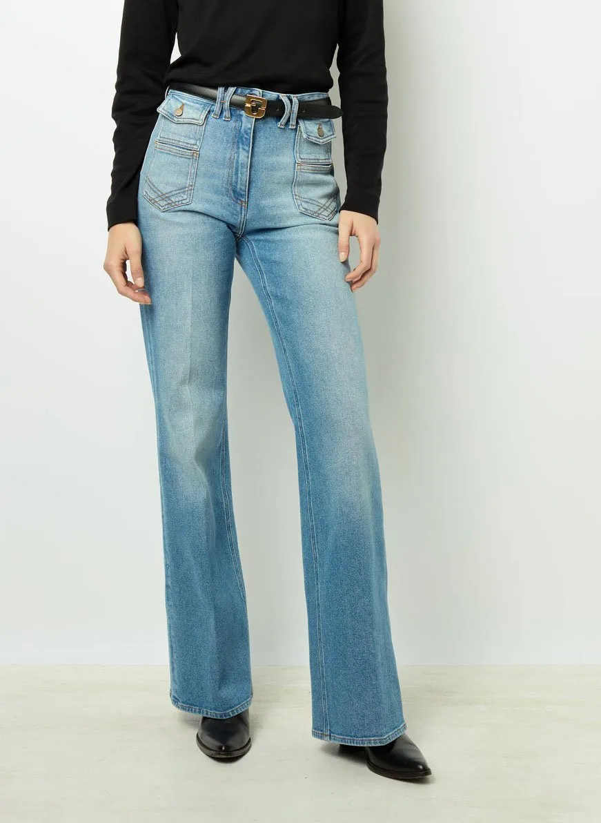 GERARD DAREL   ANNA - Jeans flare a vita alta in cotone délavé | Blu