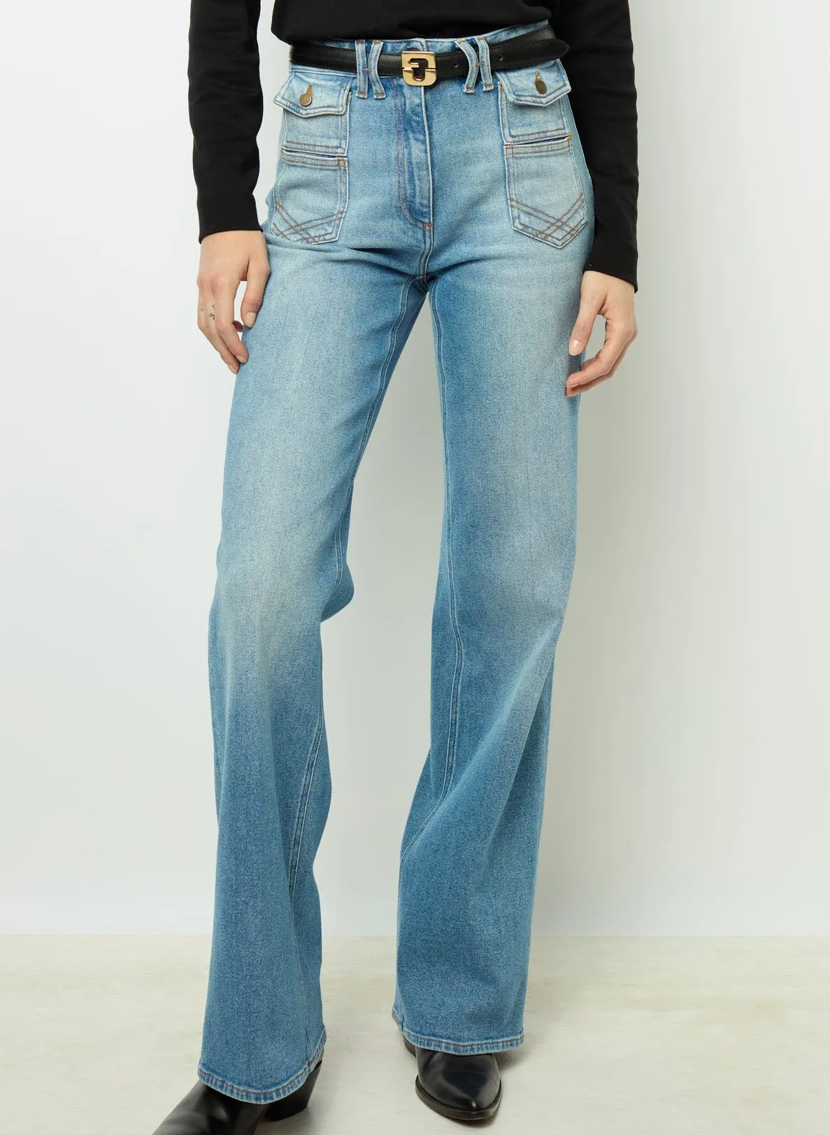  GERARD DAREL   ANNA - Jeans flare a vita alta in cotone délavé | Blu
