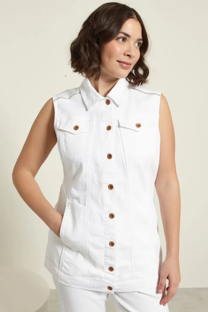 Gilet in denim con strass