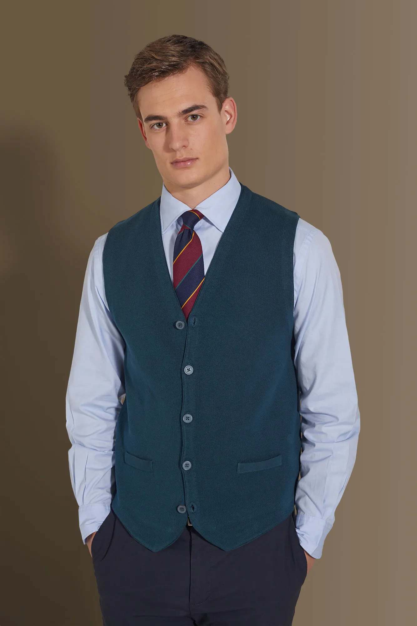 Gilet in maglia monopetto uomo puro cotone