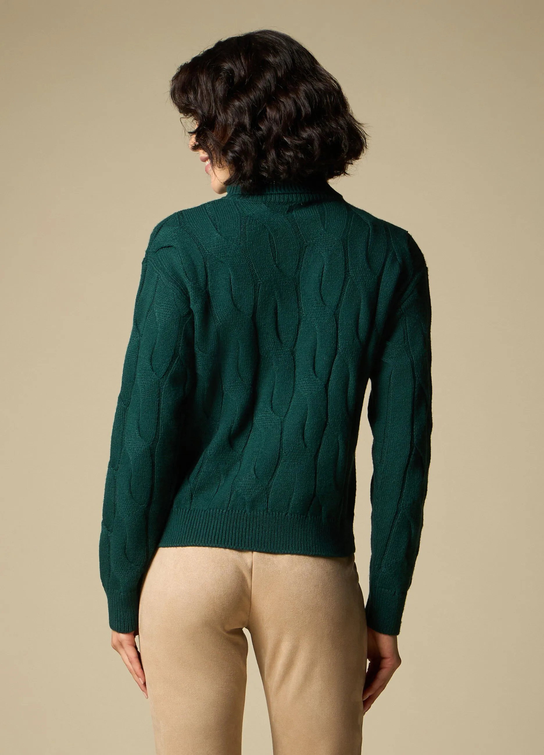 IWIE  Dolcevita tricot con lavorazione a treccia donna