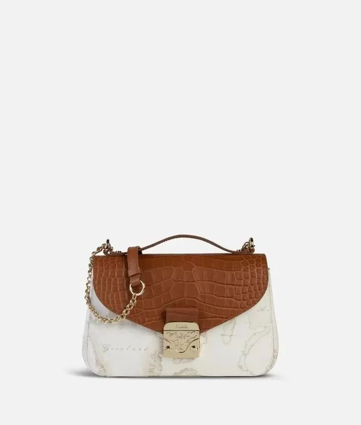 Jolie bag tracolla marrone e geo white