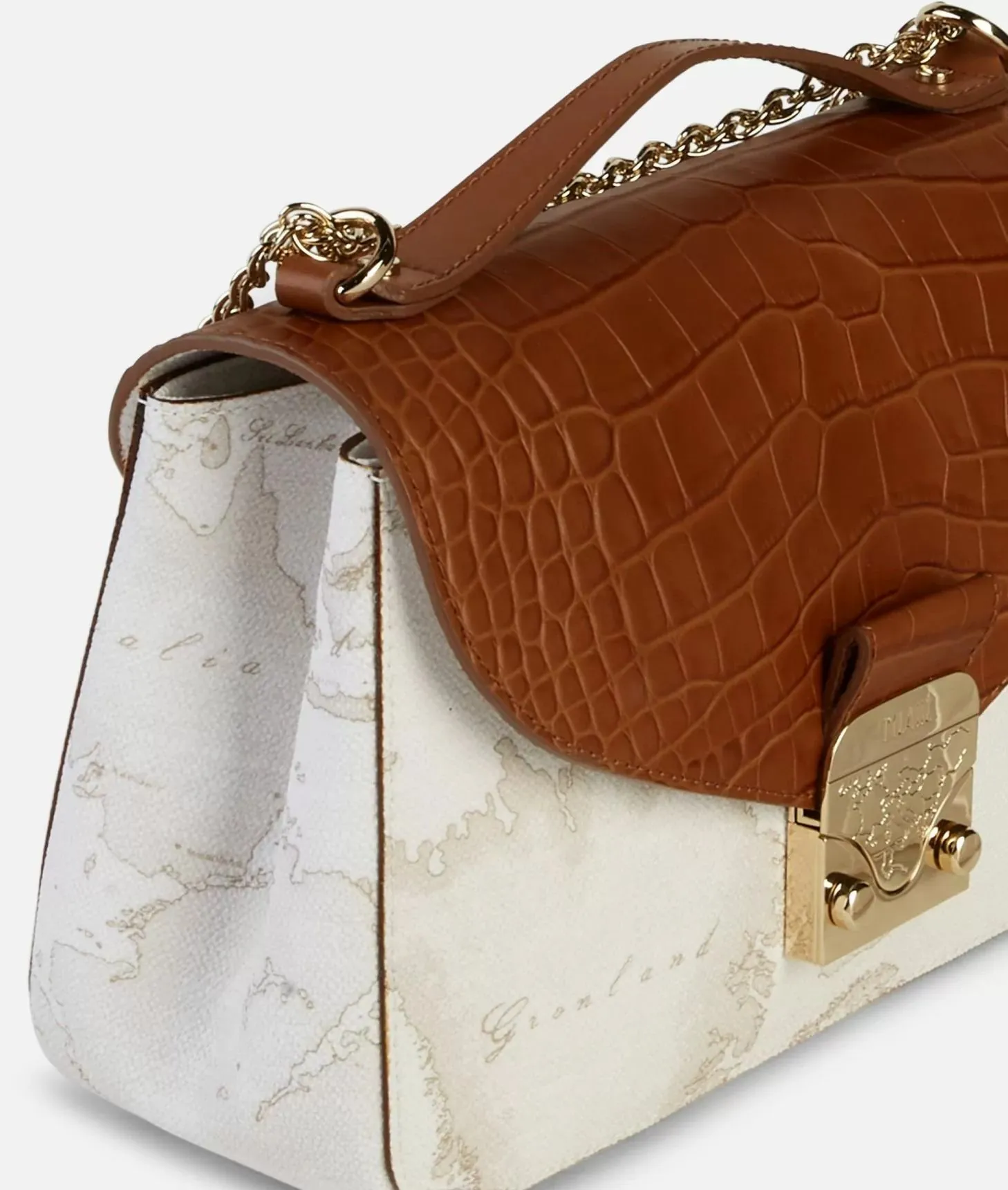 Jolie bag tracolla marrone e geo white