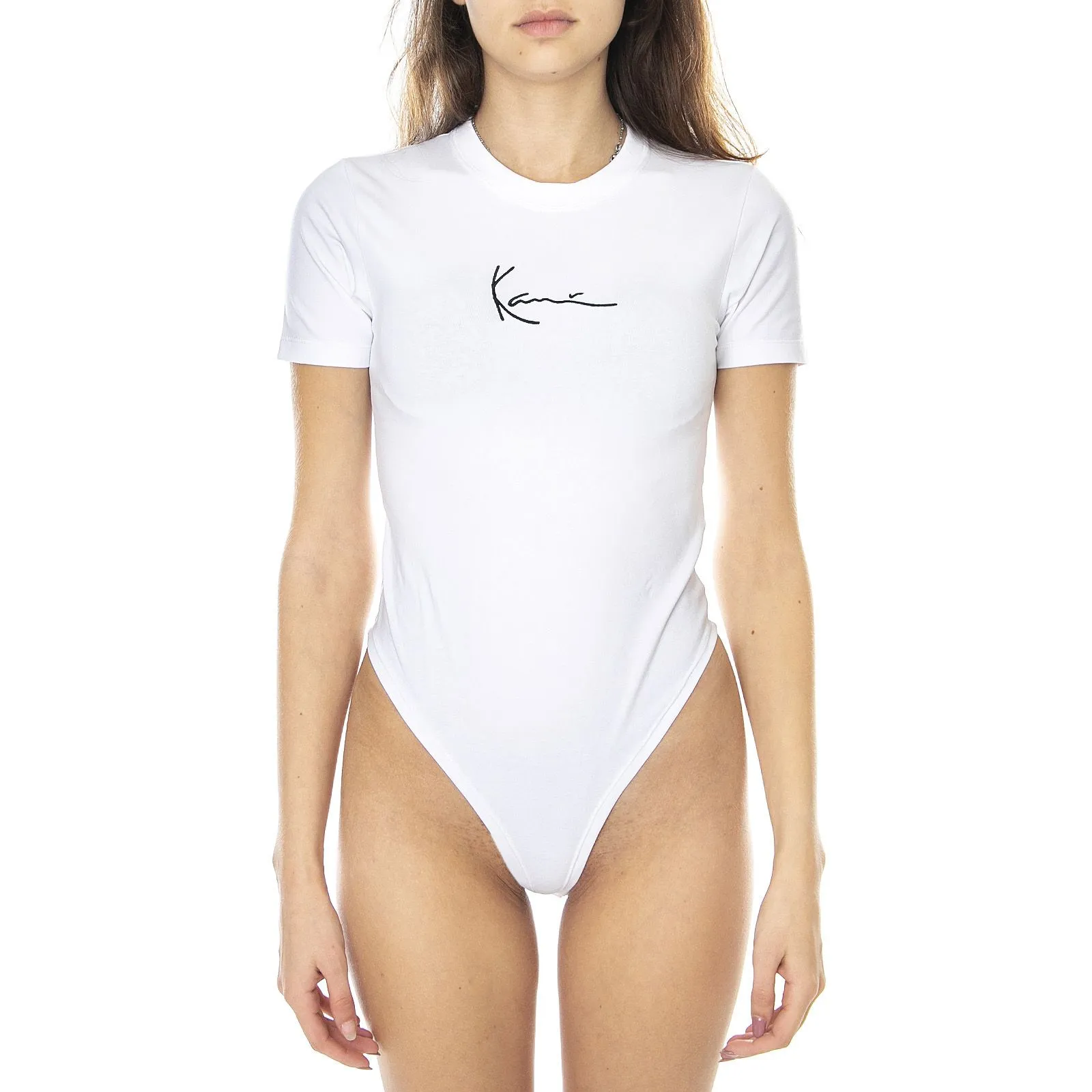 Karl Kani Small Signature Bodysuit - White - Body Maniche Corte Donna Bianco    