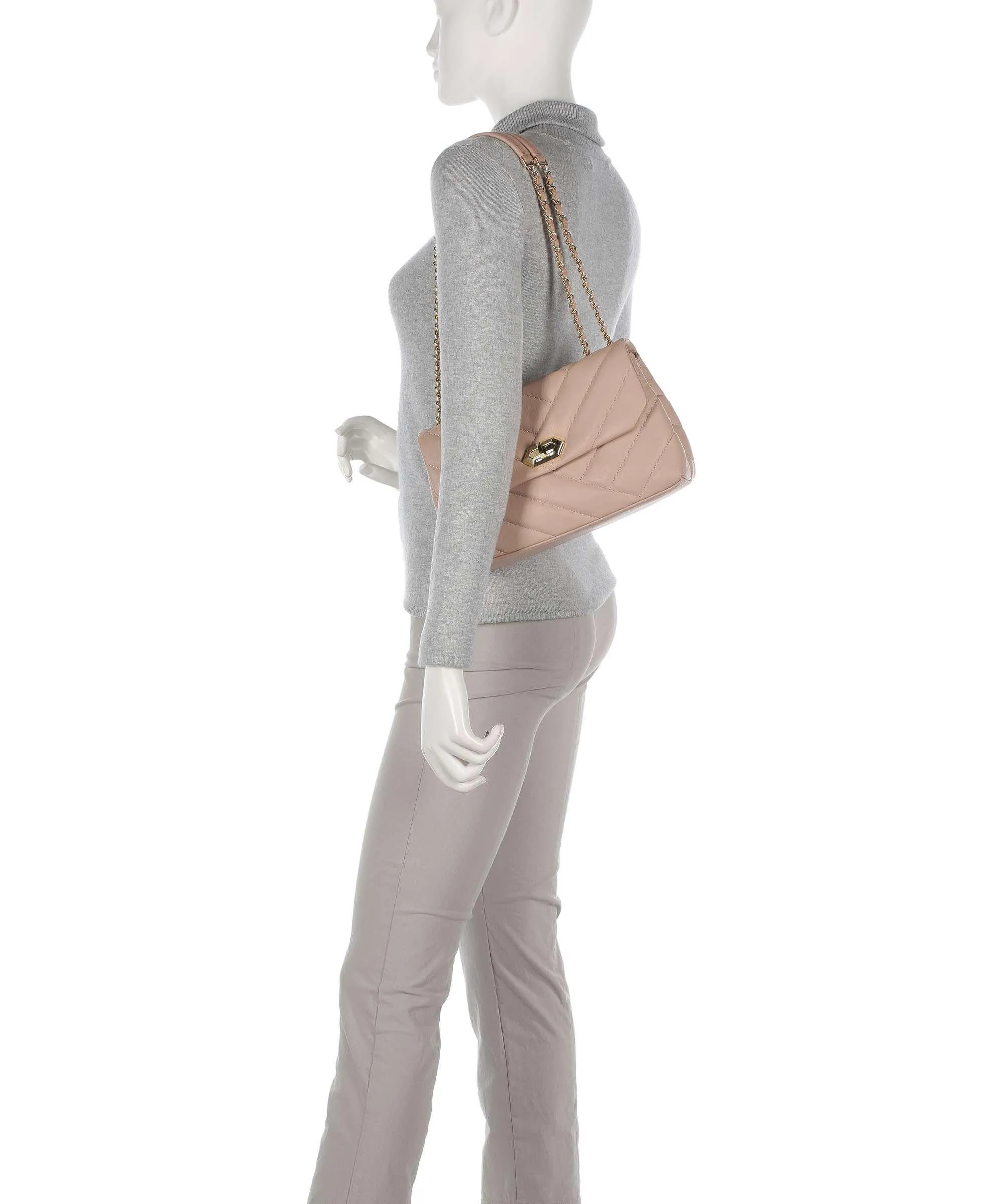  Lancaster Soft Matelassé Borsa a spalla morbida pelle bovina rosa antico  