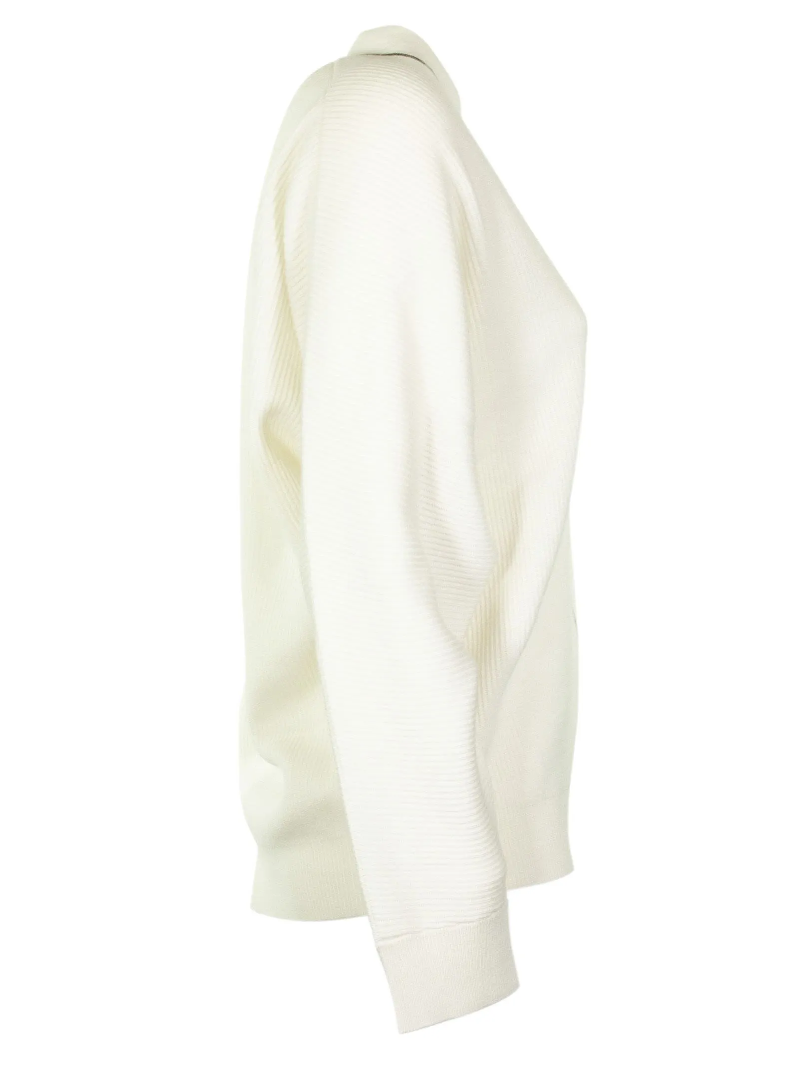Maglione bianco con scollo a V Maglione in cashmere con monili